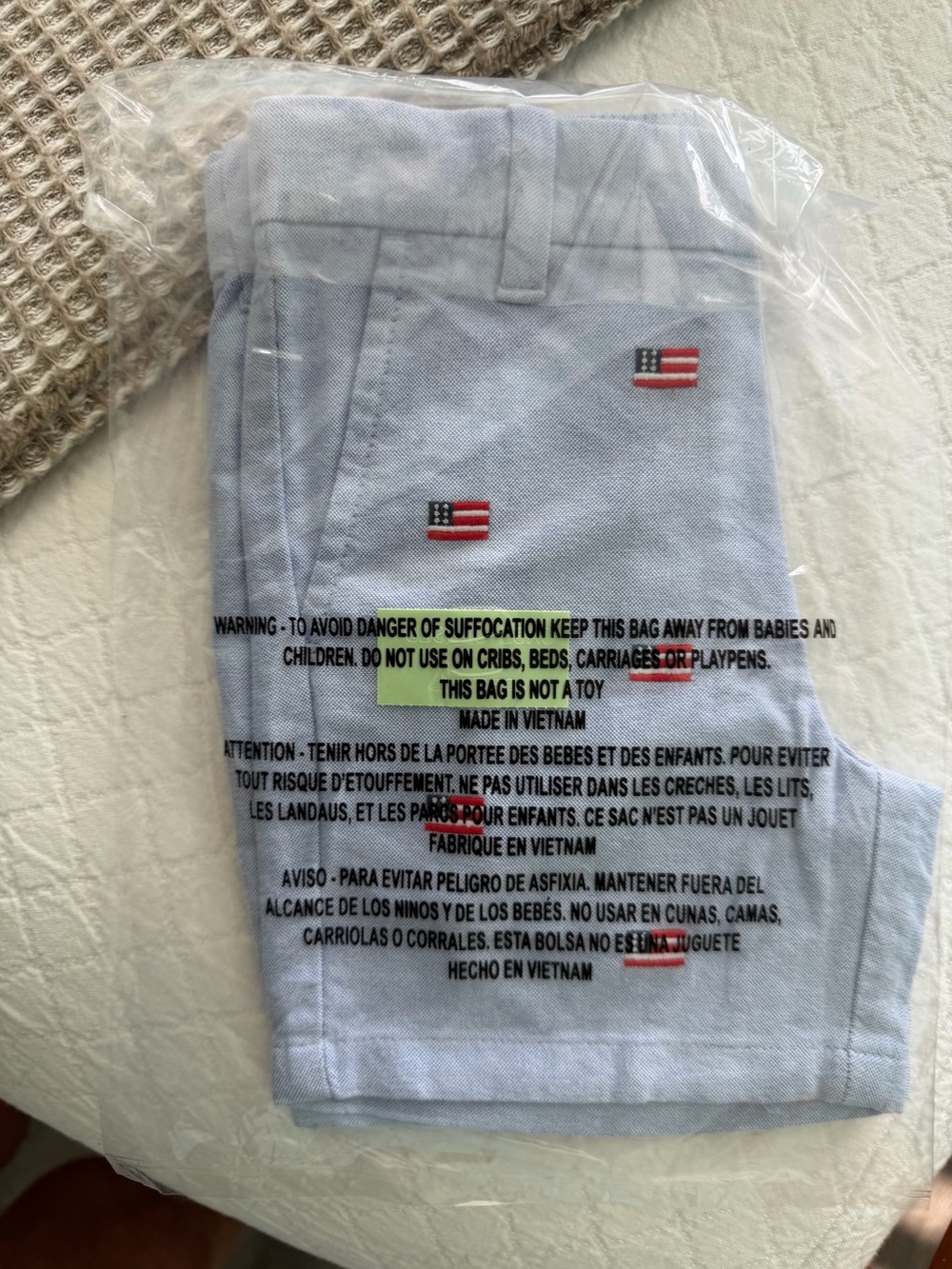 Jamie and Jack light Blue Kids Shorts with Flag Embroidery size 2 T MSRP $49